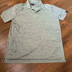 OAKLEY Hydrolix Golf Polo Shirt Mens XXL Green Stripe Stretch Pocket Performance